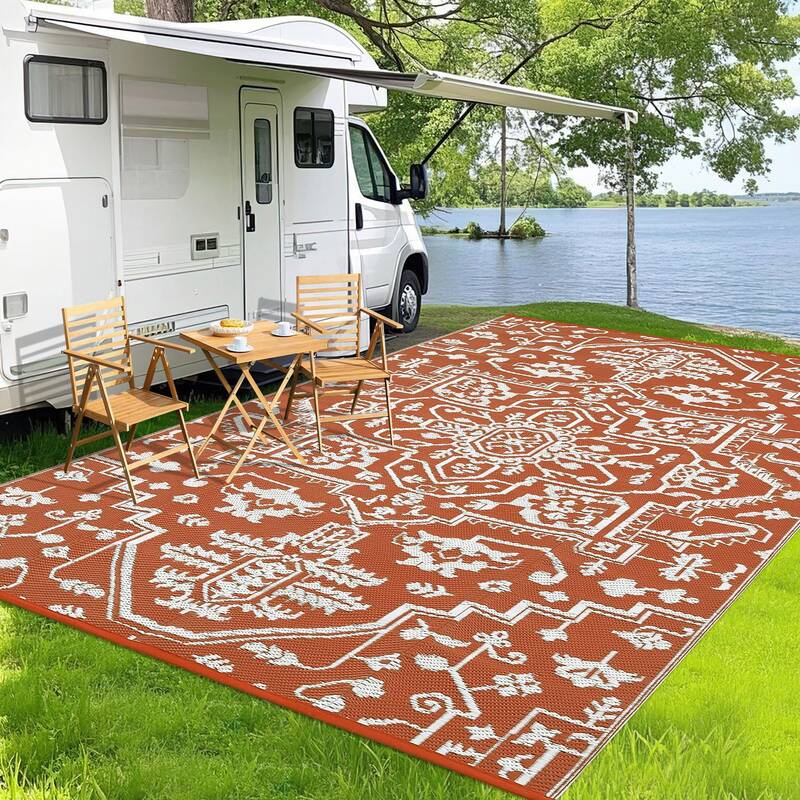 Garvee Waterproof Outdoor Rug 8x10 Reversible Plastic Straw UV-Resistant Durable Lightweight Portable for Patio Camping RV Be...