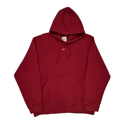 Nike Hoodie - Large Red Cotton Blend