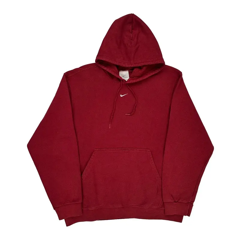 Nike Hoodie - Large Red Cotton Blend