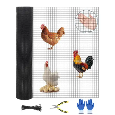 Garvee Hardware Cloth Welded Metal Chicken Wire 19GA 1/2IN Vinyl Coated Rust-Resistant Flexible Yard Fence for Poultry Garden...