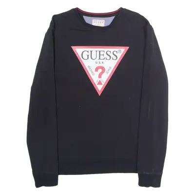 GUESS Slim Fit Mens Sweatshirt Black Crew Neck L