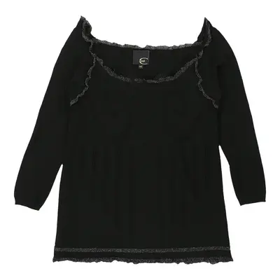 Just Cavalli Long Sleeve Top - Small Black Polyester | Size: small