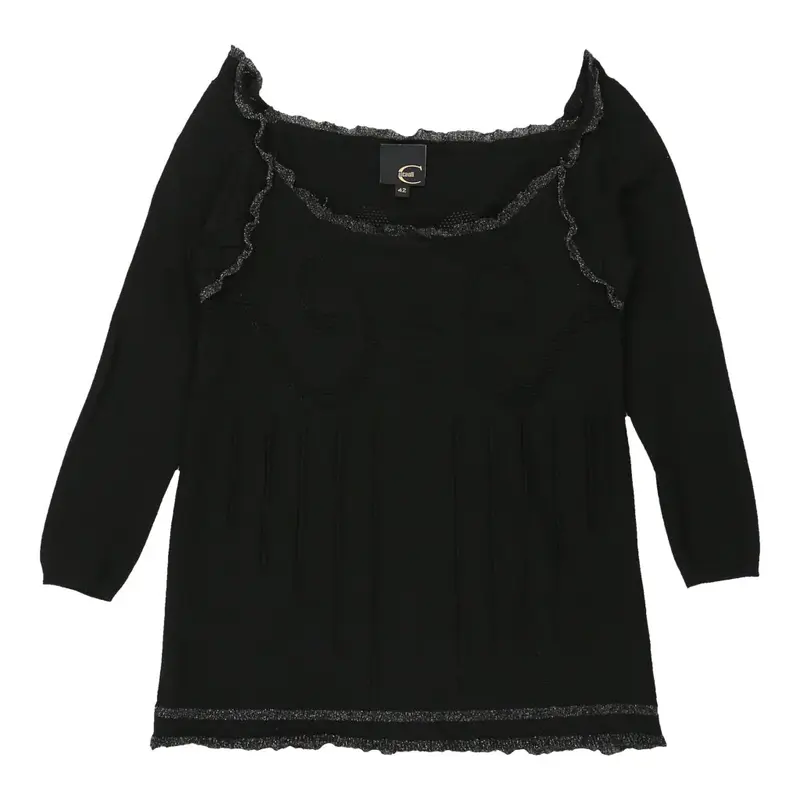 Just Cavalli Long Sleeve Top - Small Black Polyester | Size: small
