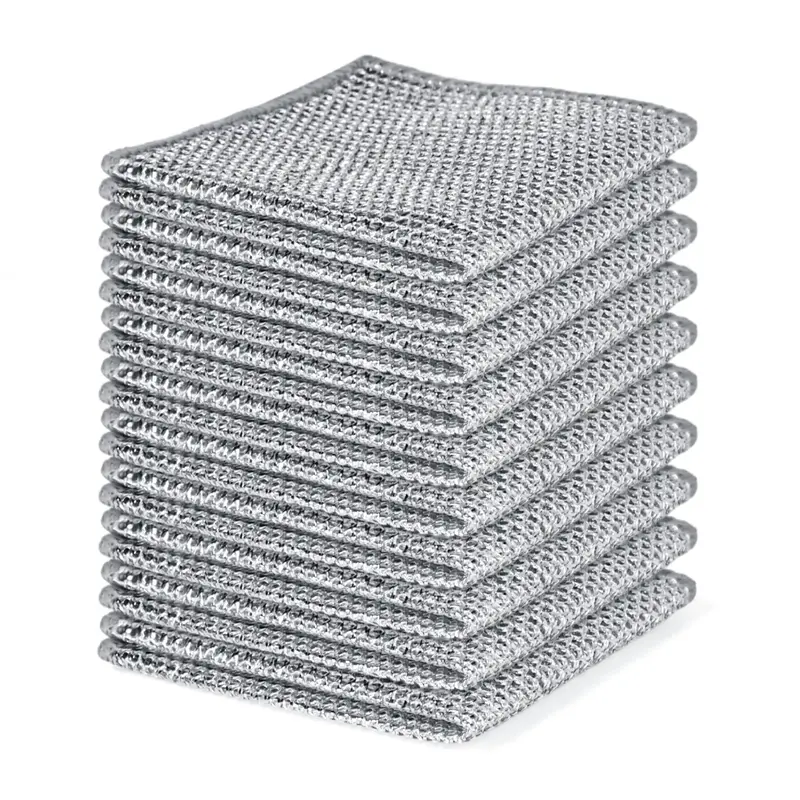 10-pack Anti-scratch Steel Wire Dish Cloths | Anti-scratch Double-layer Design | Professional Kitchen Cleaning Cloths for Pot...