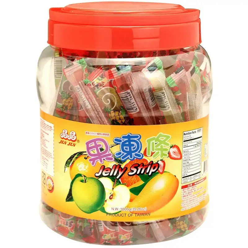 JINJIN Jelly Stick Assorted Flavor - Jar Value Size Sweet Fruit Flavored Dessert