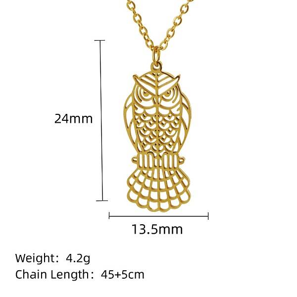 Stainless Steel Geometric Artistic Hollow Animal Pendant Necklaces