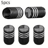 Aluminum Alloy Corrosion Resistant Car Tire Valve Stem Cap, 5 Counts Flag Pattern Anti-flat Tire Cap, Easy Installation Acces...