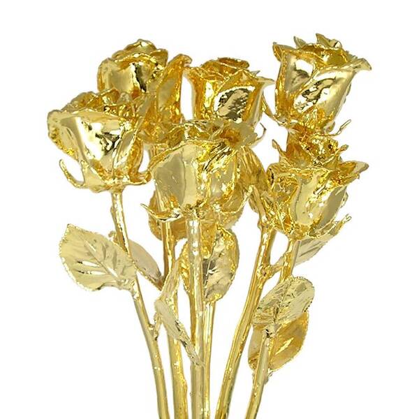 Six 11 24kt Dipped Real Rose Bouquet