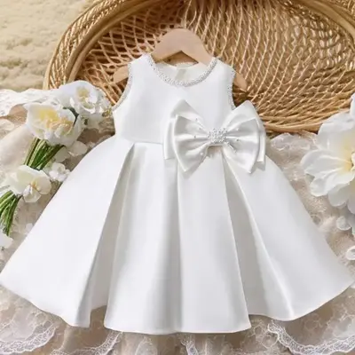 Luxury Princess Flower Girl Dress Cute Bow Summer Girls 2 Year Old Little Girls Formal Wedding Dresses Elegant Girl Party dre...