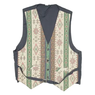 Mens Waistcoat Black Crazy Pattern M