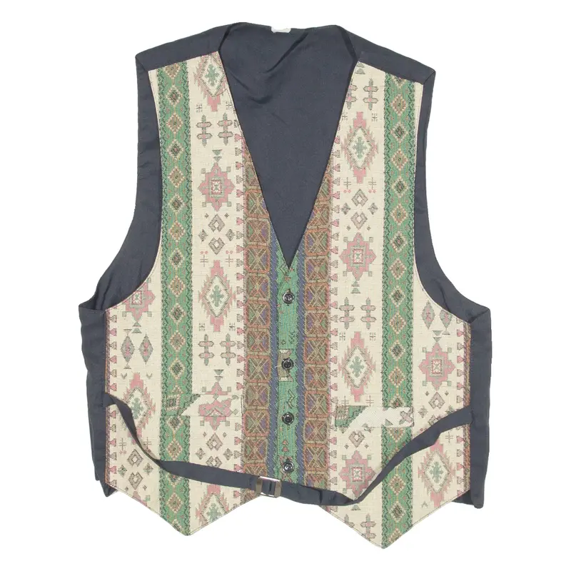 Mens Waistcoat Black Crazy Pattern M