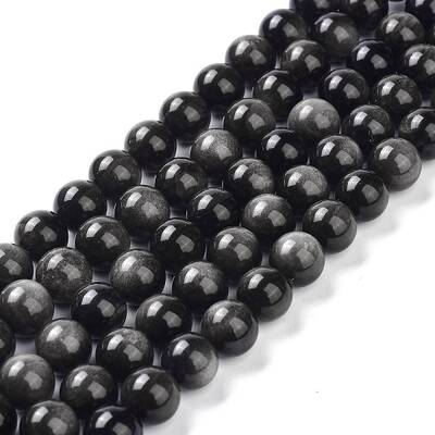 Natural Silver Obsidian Beads Strands