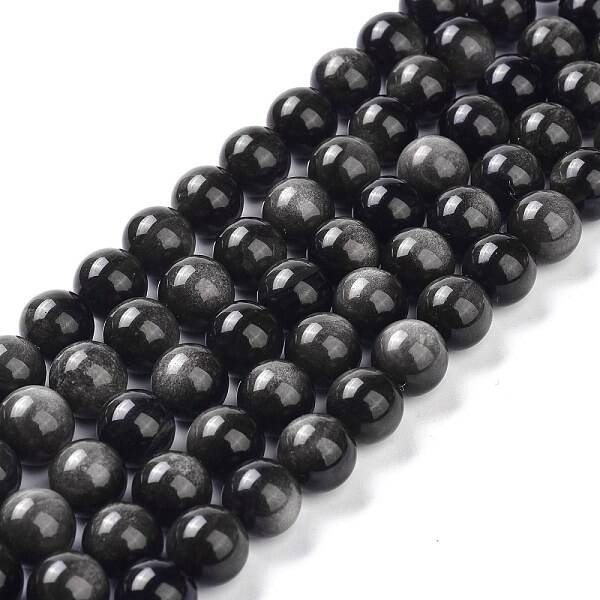 Natural Silver Obsidian Beads Strands