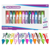 Tub Works 12-Pack Bath Crayons | Non-Toxic, Washable, Vivid Drawings for Kids | Easy Grip for Wet & Dry Surfaces