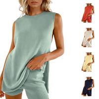 Arssm Women Summer Sleeveless Sweater Sets Knit 2 Piece Outfits Tunic Tank Top Matching Shorts Vacation Beach Sets Womenswear...