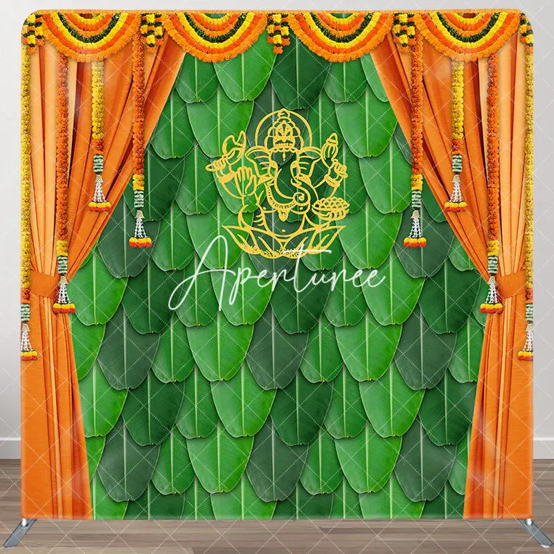 Aperturee Indian Green Leaves Wall Curtain Square Backdrop, 6X6FT(1.8X1.8M), 111 USD, square double-sided backdrops, DSLH0F24...