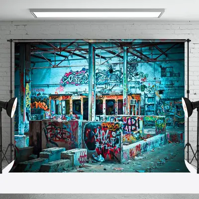 Aperturee Hip Hop Graffiti Wall Painting Architecture Backdrop - Aperturee
