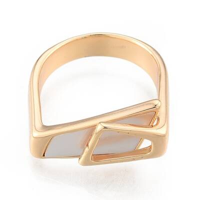 Natural Shell Trapezoid Open Cuff Ring