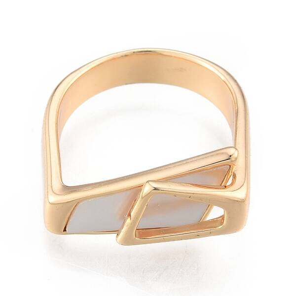 Natural Shell Trapezoid Open Cuff Ring