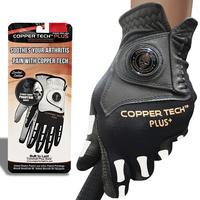 Copper Tech Plus Men's Golf Gloves with Skeleton Ball Marker (1 Pack), High Compression for Wrist & Joint Support, Fine AAA S...