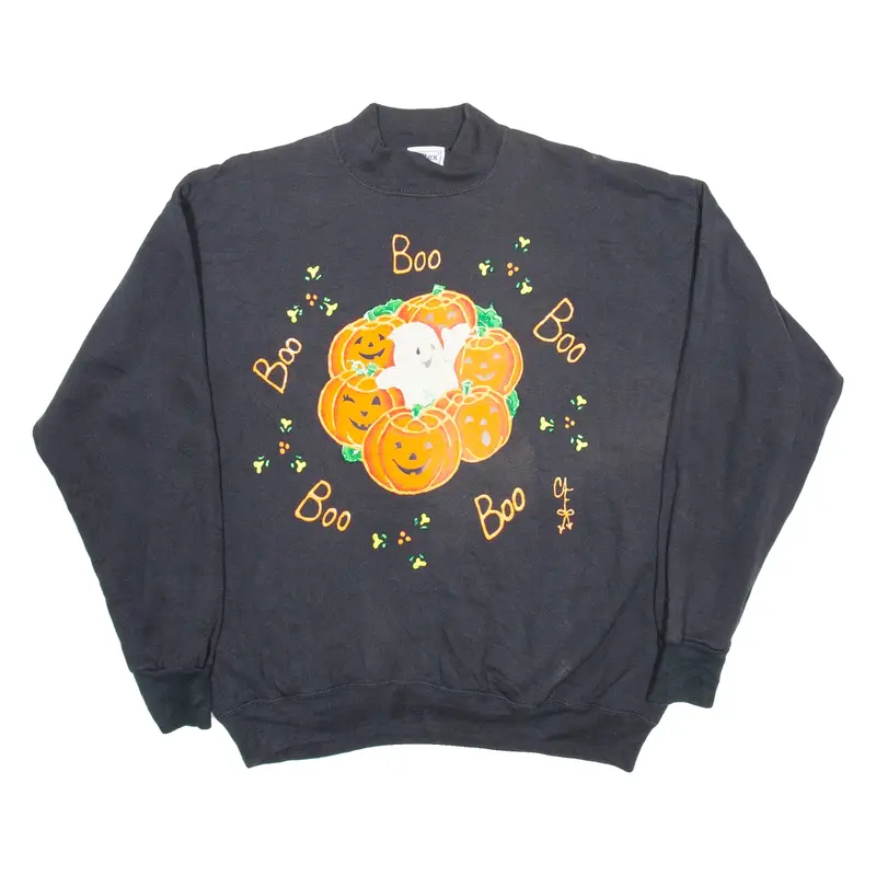 TULTEX Custom Glow In The Dark Halloween Womens Sweatshirt Black High Neck L