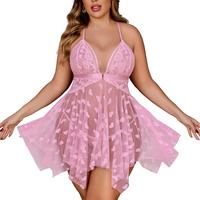 Avidlove Plus Size Lingerie Lace Womens Chemise V Neck Nighty Mesh Sleepwear Front Slit Nightdress