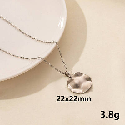 Stainless Steel Flat Round Pendant Necklaces