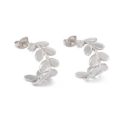 Non-Tarnish 304 Stainless Steel Olive Leaf Wrap Stud Earrings