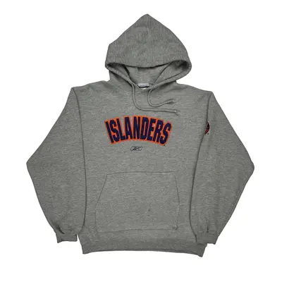 New York Islanders Reebok Nhl Hoodie - Medium Grey Cotton Blend