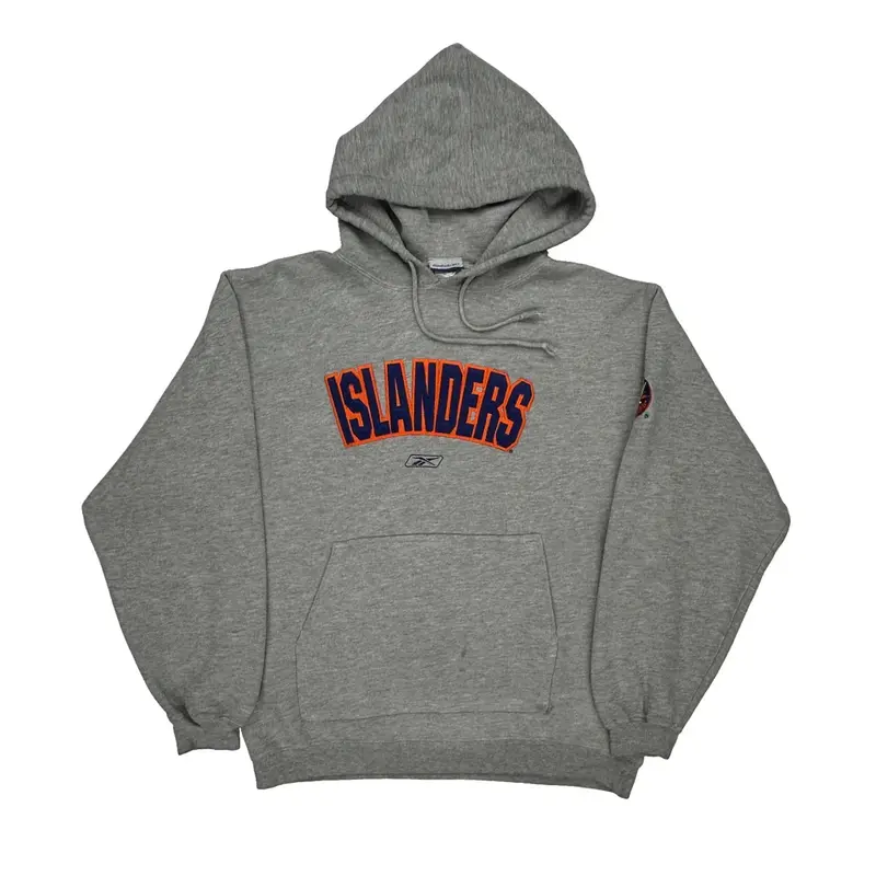 New York Islanders Reebok Nhl Hoodie - Medium Grey Cotton Blend