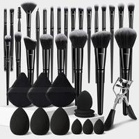 Black Facial Makeup Brush Set, 38Pieces Professional Makeup Tools Set Includes 25Pcs Foundation Concealer Powder Brushes, Mak...