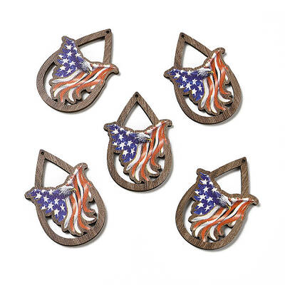 American Flag Theme Single Face Printed Aspen Wood Pendants