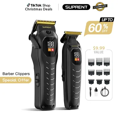 SUPRENT Best Home Cut Choice All-in-One Hair Clipper Kit with Rechargeable Heavy-Duty Motor, LED Display, 8.7 x 5.9 x 3.1 Inc...