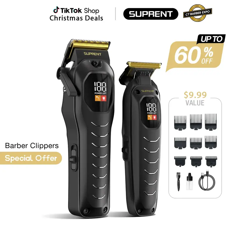SUPRENT Best Home Cut Choice All-in-One Hair Clipper Kit with Rechargeable Heavy-Duty Motor, LED Display, 8.7 x 5.9 x 3.1 Inc...