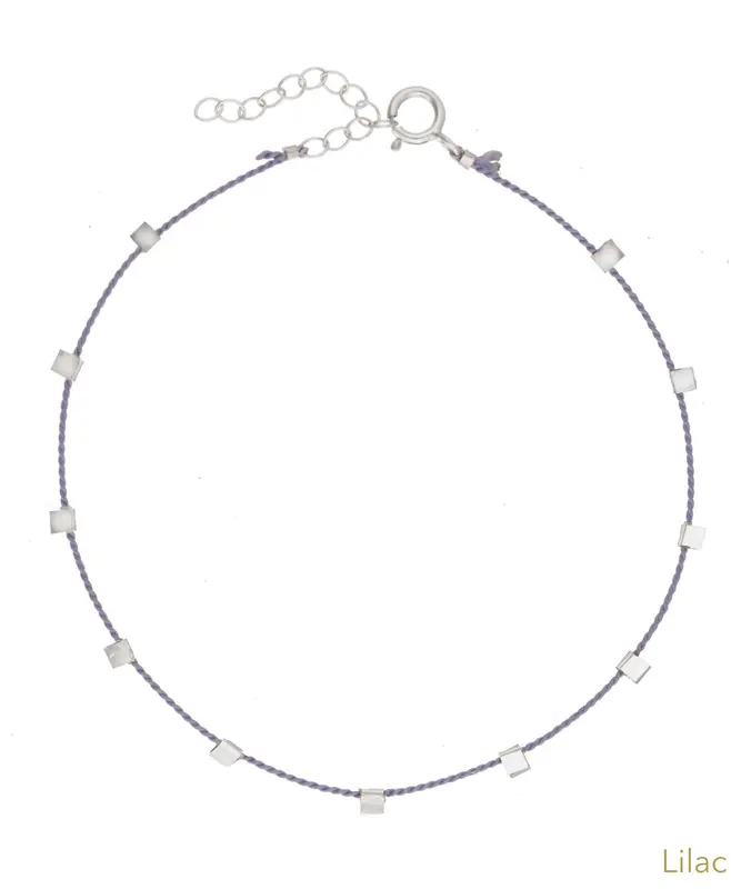 Hilo Anklet | Metal Color: Silver | Color: Lilac