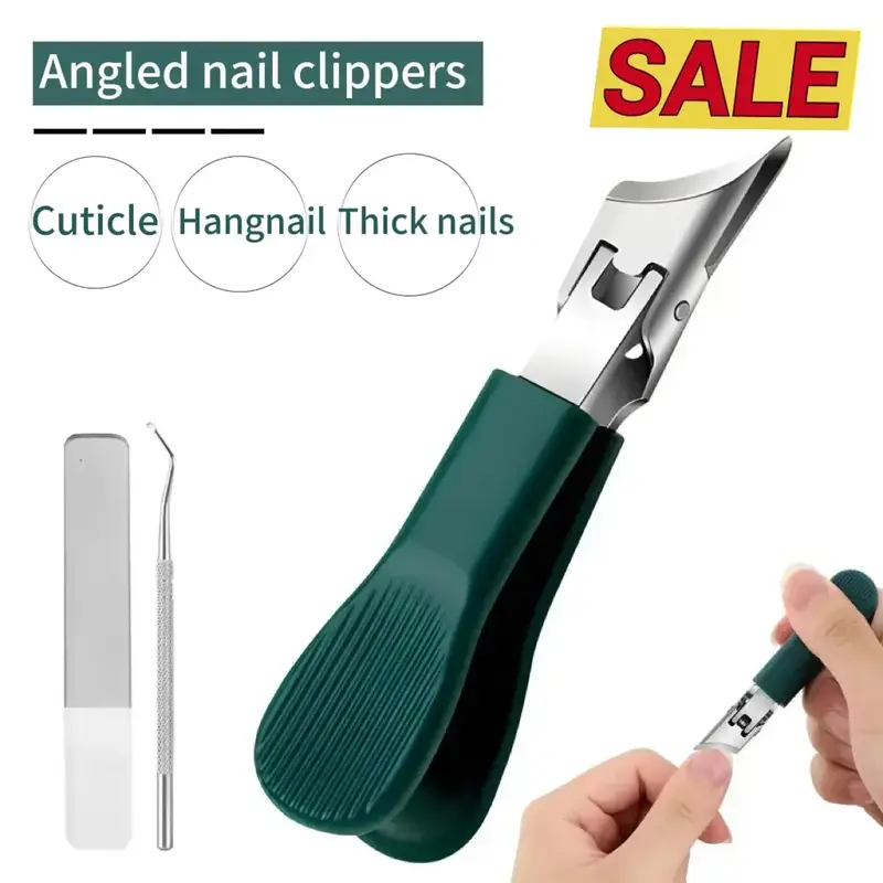 3Pc/Set Eagle Beak Beveled Nail Clippers,Wide Jaw Opening Anti-Splash Slanted Nail Clipper,Edge Nail Clippers,Long Handle Wid...