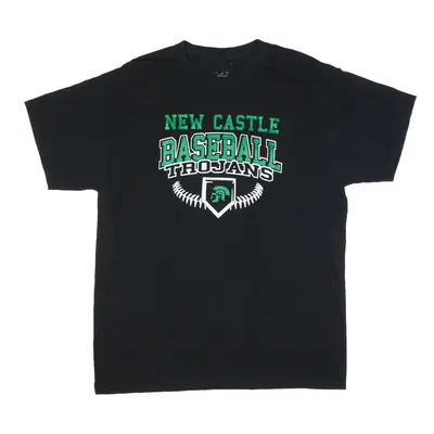 New Castle Baseball Trojans T-Shirt Black Short Sleeve Mens L