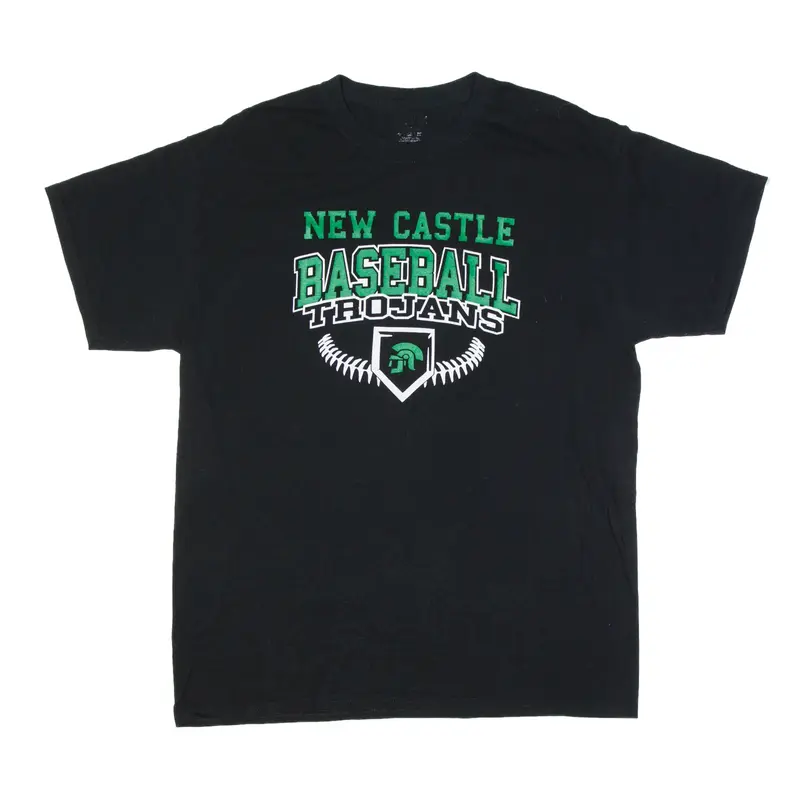 New Castle Baseball Trojans T-Shirt Black Short Sleeve Mens L