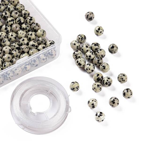 100Pcs 8mm Natural Dalmatian Jasper Round Bead