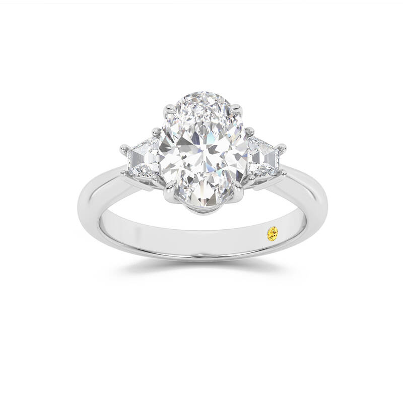 Nova  Three Stone Oval Lab Grown Diamond Engagement Ring | White Gold 1 3/4 - 4 3/4 CT. TW.