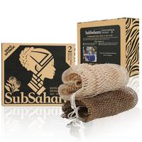 SubSahara Authentic African Net Sponge - 2 Pieces Exfoliating Scrubber for All Skin Types, Bath Sponge for Face & Body, Trave...