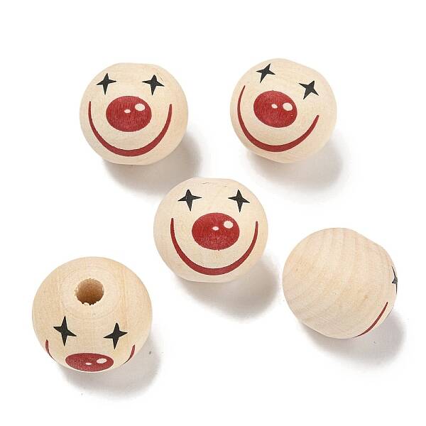 Printed Wood European Beads