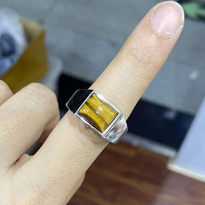Rectangle Natural Tiger Eye Finger Ring