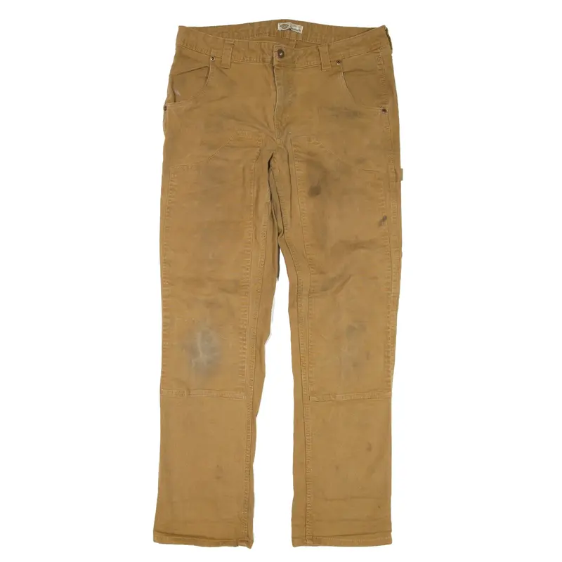 DICKIES Carpenter Double-knee Denim Trousers Brown Slim Straight Womens W34 L30