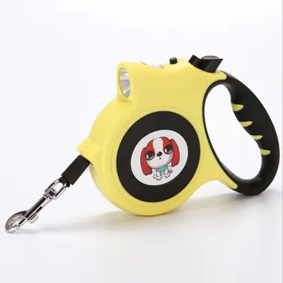 Pet Dog Rope With Light Automatic Traction Belt | Color: Light Yellow