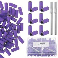 Nail Drill Sanding Bands Kit, 80pcs 3mm Fine Sanding Bands & 2 Counts Small Mandrel Nail Bit, Professional Small Sanding Band...
