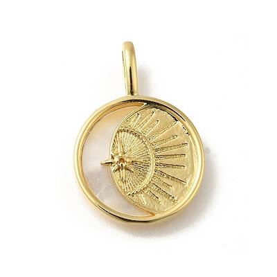 Rack Plating Brass Pave Natural Shell Pendants