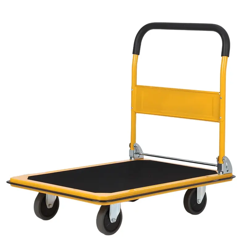 Garvee Platform Truck Cart 880 LBS Foldable Steel Hand Push Cart Dolly with 4 Rubber Wheels Heavy Duty Flat Cart 36x24 ...