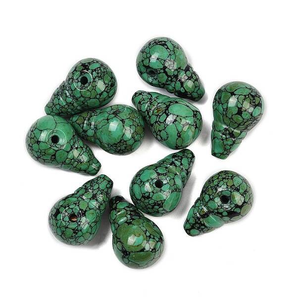 Dyed Synthetic Turquoise 3 Hole Guru Beads