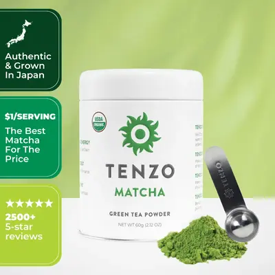 Tenzo Organic Matcha - 60 Servings Ceremonial Organic Matcha Powder with Smooth, Vibrant, Savory Flavor, Stone Grind, Traditi...